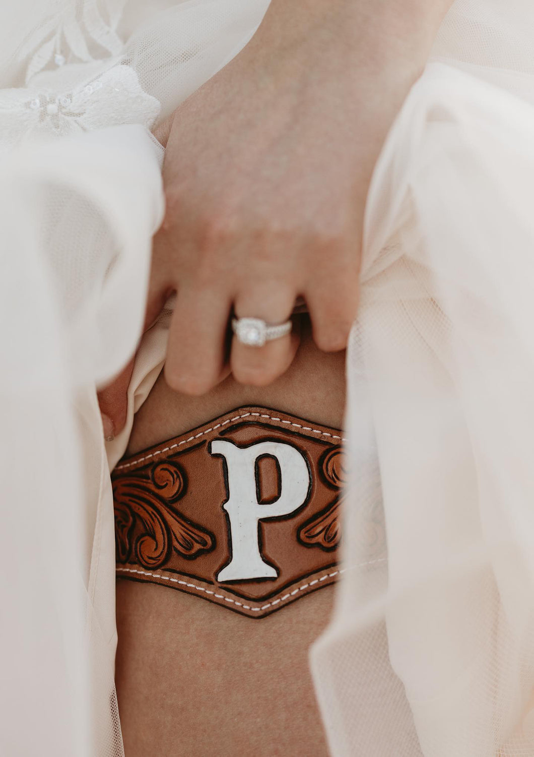 Custom leather wedding Bridal garter - DEPOSIT